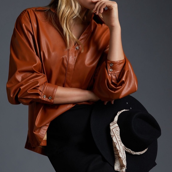 By Anthropologie Faux Leather shirt - Picture 1 of 6